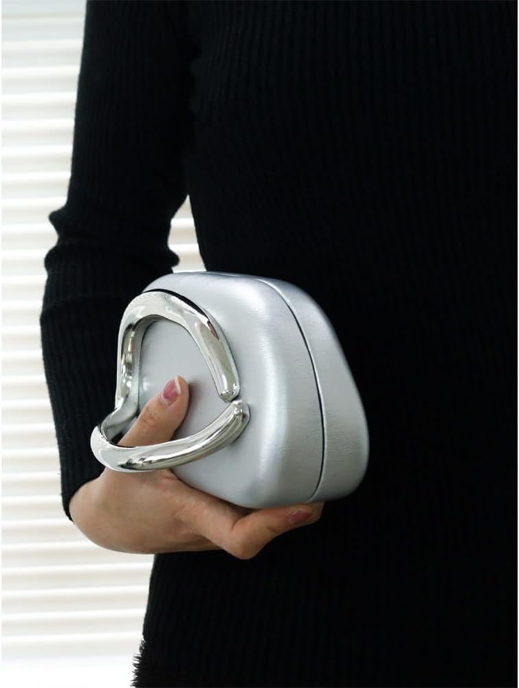 CUXVA Acrylic Clutch Purse for Women Classic Round Acrylic Evening Handbag Vintage Metal Handlebars Bag for Wedding Party Prom - Image 3